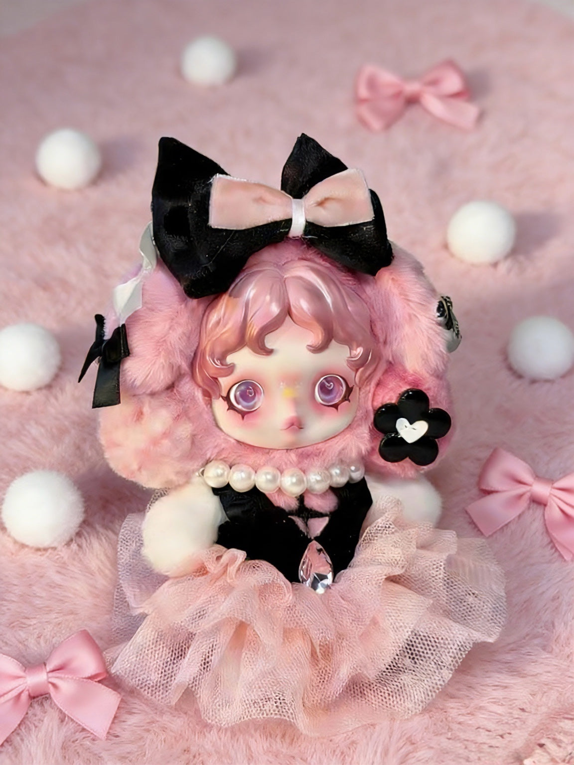 Skullpanda Clothes - Blush Velvet Bow